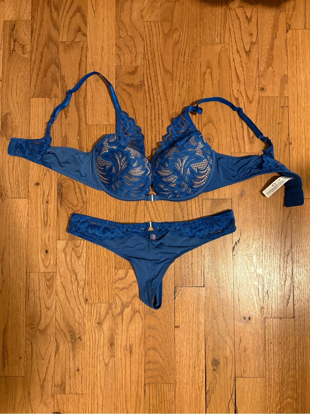 Adore Me blue lace lingerie set